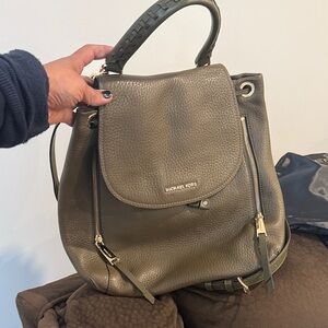 Michael Kors Dark Olive Leather Backpack